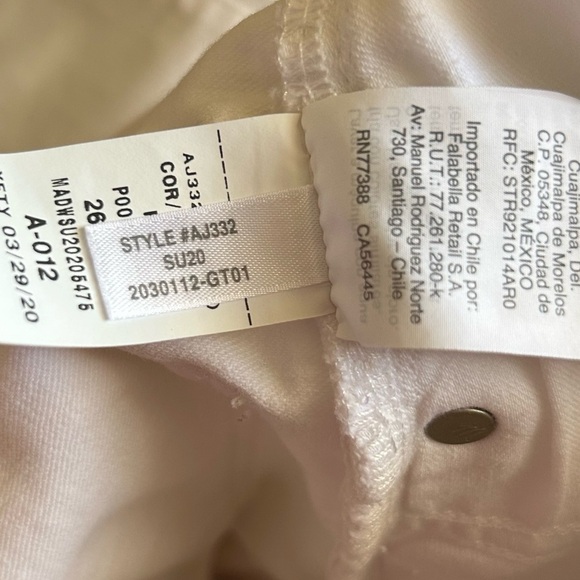 Madewell Cali Demi-Boot Jeans in Pure White Size 26T - Picture 14 of 16